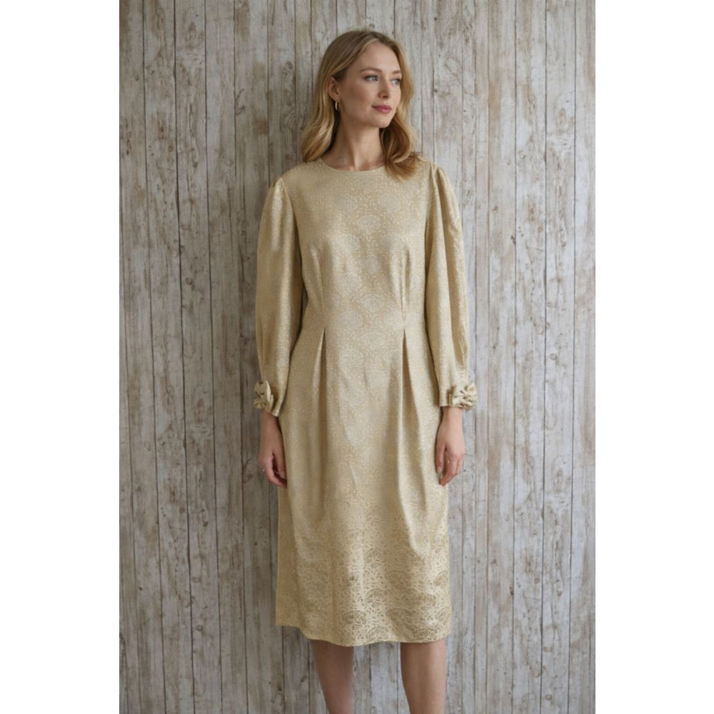 Women's Ann Taylor Beige Floral Dress Size 6 100% Silk